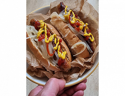 Beer brats with Salcombe Pilsner
